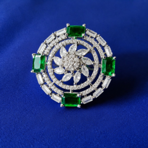 American Diamond CZ Floral Ring