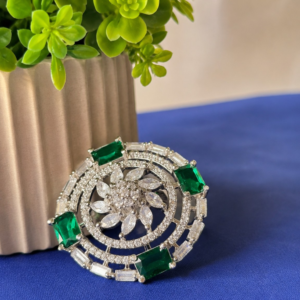 American Diamond CZ Floral Ring