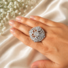 American Diamond CZ Floral Ring