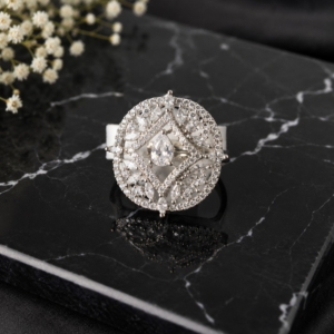 AD Floral White Ring