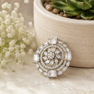 American Diamond CZ White Floral Ring