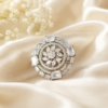 American Diamond CZ White Floral Ring