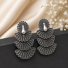 Oxidised Peacock Fan Style Jhumka Earrings