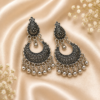 Oxidised Silver chandbali Jhumka Earrings