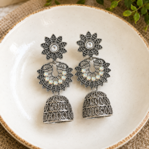 file_0000000008f8820896928ef6eeafac1f Oxidised Silver Floral Pearl Earrings