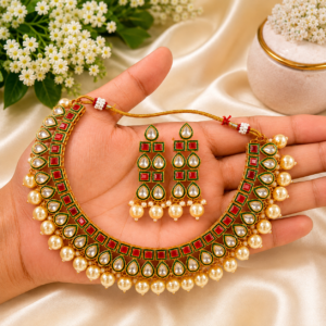 Gold Plated Meenakari Pearl Necklace