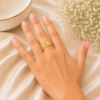 file_000000000e9882088e25a7184d4f4cc5 18K Gold Plated Floral Adjustable Ring
