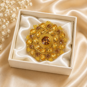 Gold Plated Kundan Floral Ring