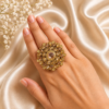 Gold Plated Kundan Floral Ring