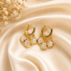 Gold Plated White Beads Earrings
