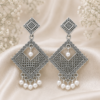 Oxidised Square Chandelier Jhumka Earrings