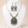 file_000000003bbc8211a7391d9e95fbff69 Oxidised Round Pendant Necklace Set