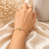 Gold Plated Pink Green Tulip Charm Bracelet
