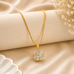 Gold Plated Crystal Cluster Snake Chain Pendant