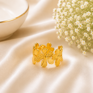 file_000000004f40820891cf33db49015c93 18K Gold Plated Floral Adjustable Ring