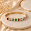 18K Gold Plated Stainless steel Multicolor Crystal Cuff Bracelet