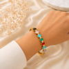 18K Gold Plated Stainless steel Multicolor Crystal Cuff Bracelet