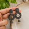 Oxidised Silver Chandbali Moon Jhumka