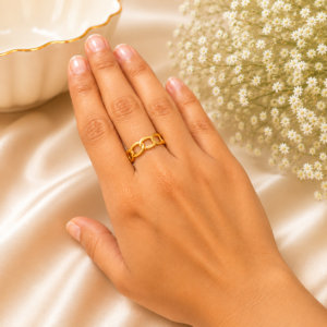 file_000000006bac82118b72b1b772b33784 18K Gold Plated Chain look Adjustable Ring