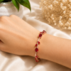 Gold Plated Maroon Tulip Charm Bracelet
