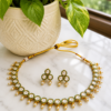 Gold Plated White Green Kundan Necklace