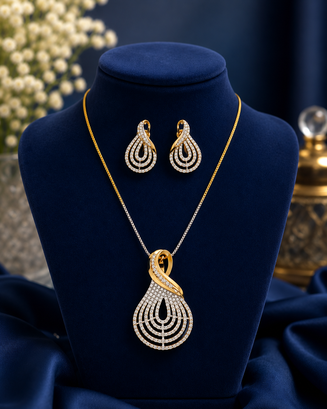 18K Gold Plated Chain Roman Clock Pendant