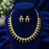 Gold Plated White Green Kundan Necklace