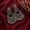 Oxidised Silver chandbali Jhumka Earrings