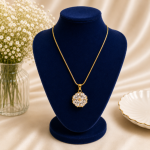 Gold Plated Crystal Cluster Snake Chain Pendant