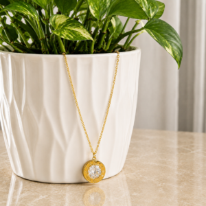 18K Gold Plated Chain Roman Clock Pendant