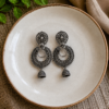 Oxidised Silver Chandbali Moon Jhumka