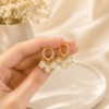 Gold Plated White Beads Earrings