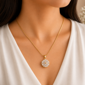 Gold Plated Crystal Cluster Snake Chain Pendant