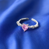 Silver Plated Heart CZ Anti-Tarnish Ring