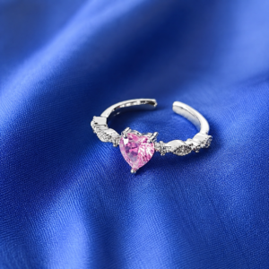 Silver Plated Heart CZ Anti-Tarnish Ring