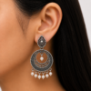 Oxidised Silver Moon Pearl Earrings