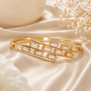 18K Gold Plated Stainless steel Crystal Bangle Style Bracelet