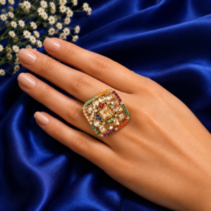 Gold Plated Meenakari Multicolour Ring