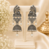 Oxidised Peacock Jhumka Earrings