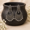 Oxidised Silver chandbali Jhumka Earrings