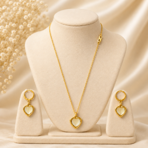 Gold Plated Heart Shape Pendant Set