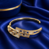 18K Gold Plated Stainless steel Crystal Bangle Style Bracelet