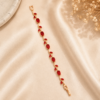 Gold Plated Maroon Tulip Charm Bracelet