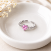 Silver Plated Heart CZ Anti-Tarnish Ring