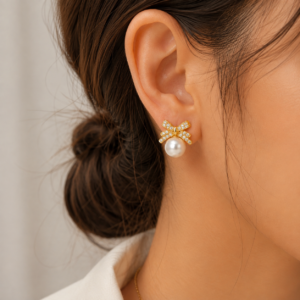 file_00000000f56482119fbe57817f25bdc0 Bow Pearl Drops Stud Earrings