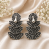 Oxidised Peacock Fan Style Jhumka Earrings