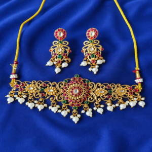 jewellery_blue_1500x1500 Gold Plated Pearl Choker Necklace set