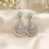 Silver Plated Mint Green Floral Teardrop Chandelier Earrings