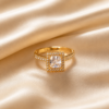 18K Gold Plated Square Halo American Diamond Ring