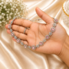 Silver Plated Rose Quartz Studded Necklace Set